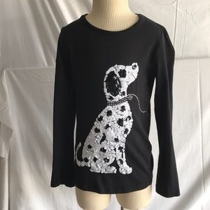 Debenhams girls black dog sequins top sz 7-8